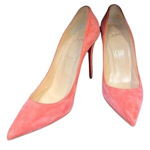 Christian Louboutin Coral Suede Pointed Pumps with Stiletto Heel